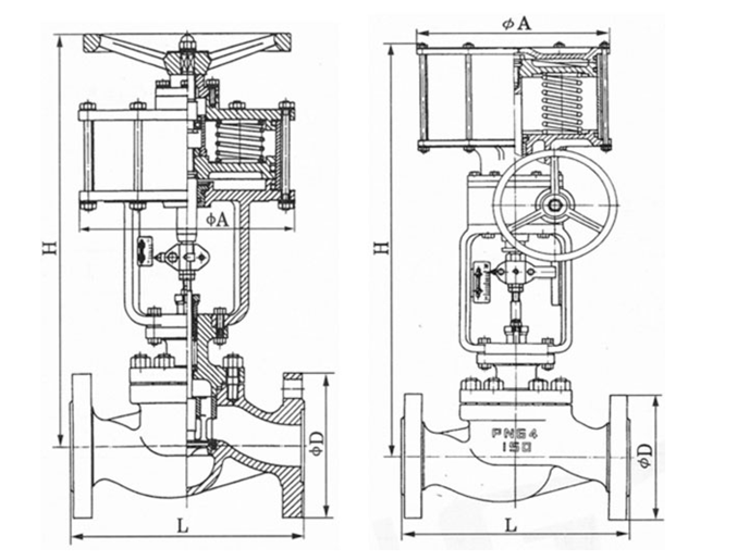 氣動(dòng)帶手動(dòng)活塞式切斷閥結(jié)構(gòu)圖 氣動(dòng)帶手動(dòng)活塞式切斷閥結(jié)構(gòu)圖